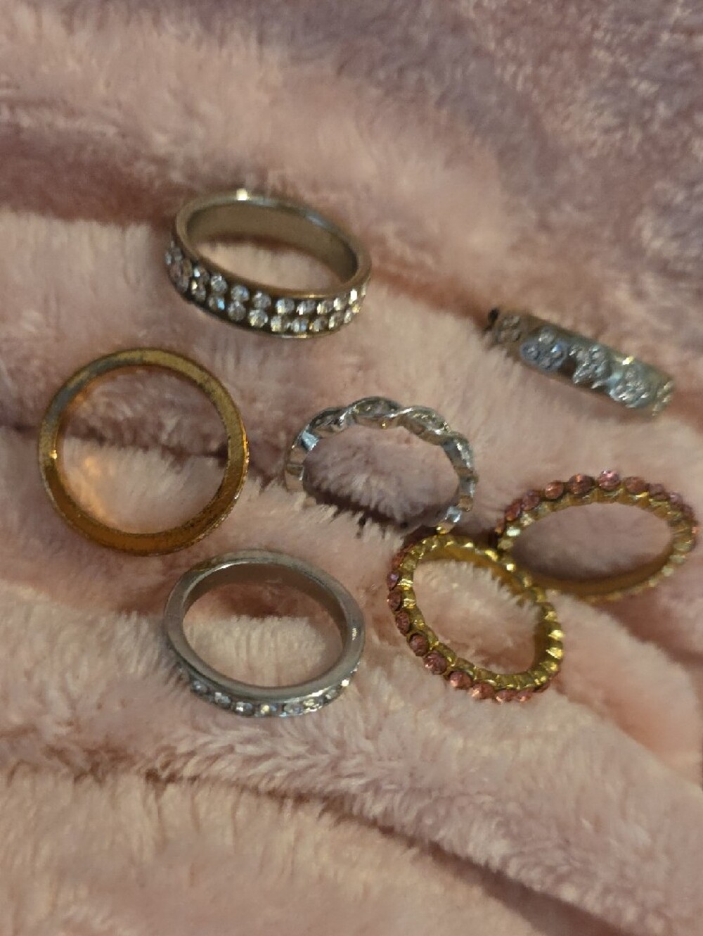 Crystal-Embellished Mixed Metal Stackable Rings - Gold & Silver - Picture 3 of 5